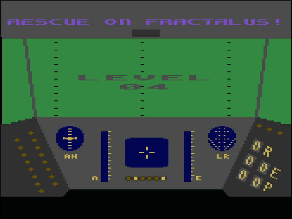 Title Screen of Rescue on Fractalus for Atari 8-bit